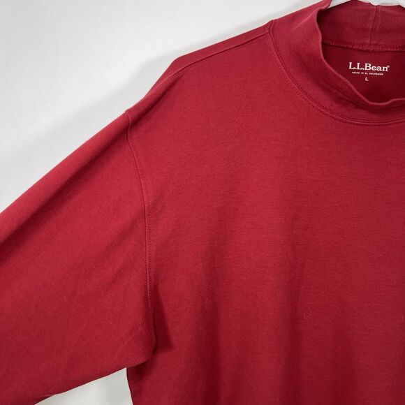 LL Bean Long Sleeve Mock Neck T Shirt Mens Size Large Cotton Spandex Stretch - Picture 5 of 11